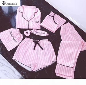 Jrmissli piżama kobiety 7 sztuk piżamą setki satynowe jedwabne seksowne bieliznę domową noszenie twórczości piżamie piżamie pijama kobieta t2001104172626
