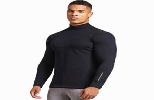 Novo tshirt de manga longa Men Slim Fit Gyms Fitness Bodybuilding Workout Treino de Joggers Roupa Masculina Marca Casual Tees Tops4753233