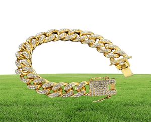 HipHop Bling Bling Schmucksets 14K Gold plattiert vollkubische Zirkonia Halskette Armbänder Männer Frauen Miami Cuban Link Chain ECED A2611230 ECED A2611230