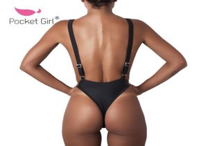 Pocket Girl Swimwear Femme One Piece Swimsuit Gstring Thong Tracksuit for Women Bodysuit Beach Wear Trikini Bathing Suit Bather7375542229