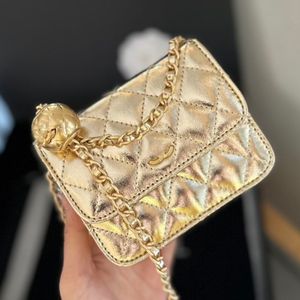 Real Leather Golden Ball Women Luxurys Designers väskor axelväska handväskor messenger kedja väska koppling klaff crossbody plånbok lady clutch förmögenhet väska13m