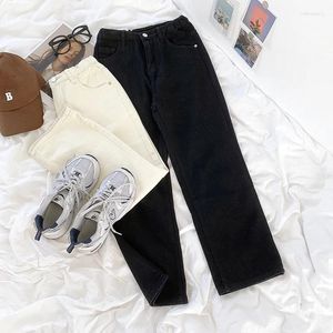 Women's Jeans Beige Women Elastic Waisted Streetwear Soft Denim Ladies Bottom Ankle-length Black Harm Pants Vintage Summer