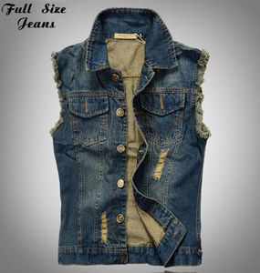 Whole 2016 Plus Size Men039s Vest Jean Jacket Waistcoat Sleeveless Vintage Punk Casual Jacket New 4XL 5XL 6XL9768260