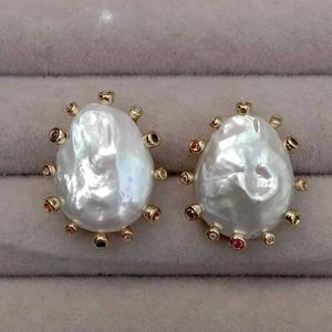 Stud Ying Cultured White Casey Pearl Earrings Suitable for Womens Valentines Day Jewelry Q240517