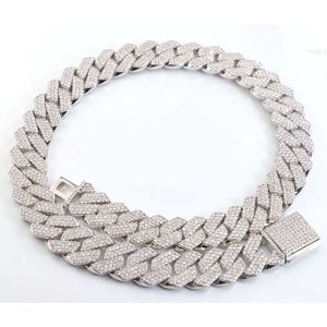 Hot Sale Mans Cuban Chain 3 Rows 15mm 18mm S925 Silver Necklace Ice Out Moissanite Bling Jewelry Link