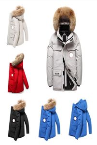 2021 kanadisch unisex winter warm warm warm echte wolfspelzkragen weiß duck down Coat woman Parkas Pufferjacken Luxusdesigner Men039s 6757582