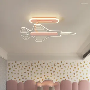 Luzes de teto, quarto infantil, avião leve menino menina desenho animado nórdico simples moderno led olho de proteção
