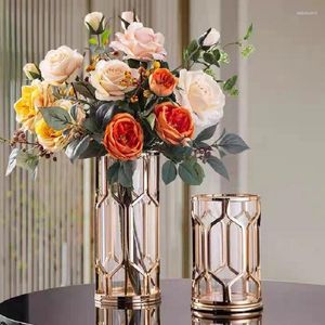 Vasen moderne Legierungsrahmen Glass Vase Tabletop Decoration Home Decor