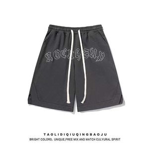 Letra de hip-hop bordada de rua bordada shorts esportivos impressos masculinos de alto estilo alto casual