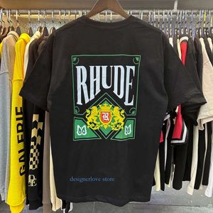 Lyxiga herrar t shirt designer rhud skjorta kort ärm skjortor shorts kvinnor hög kvalitet kläder sommar bomullsbrev strandstil tees tshirt för män trendig outfit