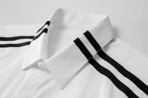 Мужские повседневные рубашки летние короткие рукавов хлопчатобумажной рубашка с двойной лентой декоративная тонкая мата