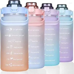 Water Bottles Sports Bottle For Running Drinking 2L Motivational With Time Marker Stickers Portable Reusable Plastic Cups