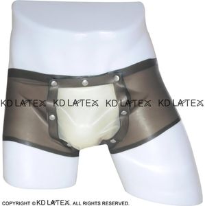 Sexig latexboxare shorts med kodstycke öppna gren gummi trosor torsk underkläder botten trosor 00483118717