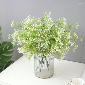 Dekorativa blommor 36 cm lång vit konstgjord bär bukett frukt växter mini blad utomhus vardagsrum bröllop dekoration