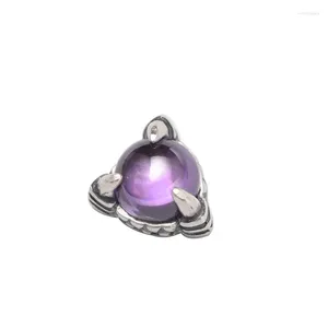 Studörhängen 925 Silver Dragon Claw Single Fashion Retro Purple 2024 Thai Men's Ear Rings