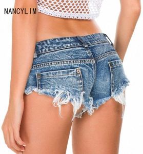 Sexiga kvinnor Booty Cheeky Denim Micro Mini Shorts Jeans Low Waist Disco Dance Skinny Short Pants Clubwear Lady Nancylim1 BJST7544303