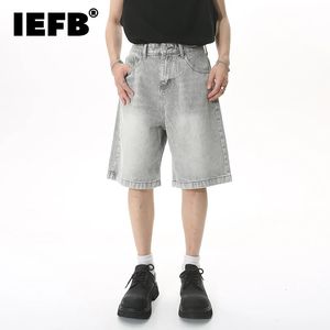 IEFB Summer Mens Casual Jeans Shorts Loose Mid High Waist Fashion Knee Lenght Denim Short Pants Vintage Male Korean 9A8588 240516