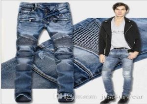 Mens mode sälja jeans mager blyertsbyxor nödställda lapptäcke hiphop byxor manliga säsonger 2 färg jeans4963960