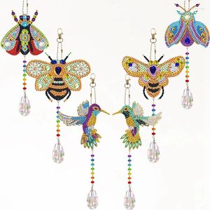 Decorative Figurines 6 Pieces Wind Spinner DIY Painting Chime For Garden (Bees Insects Birds)