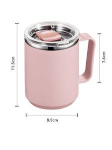 핑크 450ml 스테인레스 스틸 이중 벽 진공 진공 절연 여행 커피 머그 핸들 및 뚜껑 - 맞춤형 로고 사용 가능, 도매