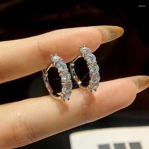 Серьги обручи KNB великолепный сертифицированный Moissanite Diamond for Women Real 925 Серебряный серебряный золото блестящие украшения высшего качества