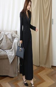 Ny hösten Winter Office Lady Runway Designer Women Long Trench Coat notched Collar Wrap Black Maxi Coat Outwear 2010064035063