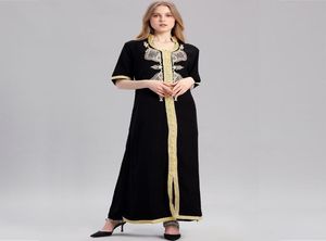 女性イスラム服マキシロングスリーブロングドレスモロッコカフタン刺繍ドレス
