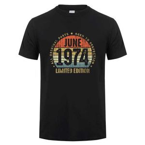 T-shirty męskie koszulka z krótkim rękawem wyprodukowana w czerwcu 1974 r. Urodzona 10 marca 1974 r. TOP T-shirt prezentu urodzinowego SD-004 co miesiąc w 1974 roku Q240517