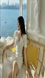 Women039s Vneck Small Fragrance Celebrity Slim Knit Dress Korean Fashion8665335