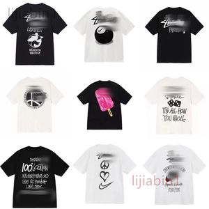 Męskie damskie koszulki projektant czarne 8 koszulek dla mężczyzn graficzny koszulka z krótkim rękawem Summer Stussness Street Sports Ubrania T-shirty 123