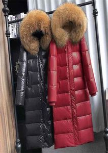 Große natürliche Waschbärfellkragen mit Kapuze Winter Down Jacket Frauen 90 Weiß Ente Dicke warme Park Frauen Langer Schneebuchs 2109258226997