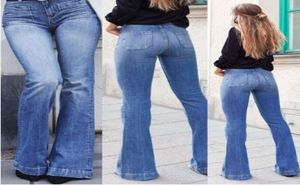Damer denim flare jeans hög midja för kvinnor mager denim byxor kvinnliga breda ben stora storlekar byxor6527709