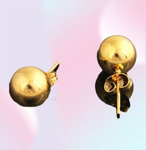 Kugelschstene Ohrringe 18k gelb Gold gefüllt glatt runde einfache Stil Damenmädchen Pierce Ohrringe Geschenk27151034533