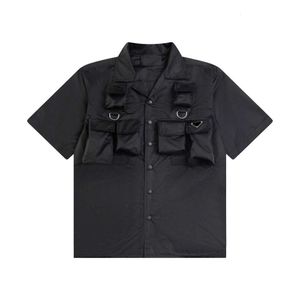 Topp designer triangel funktionell fickan nylon kort ärmskjorta anpassad hårdvara lyxig högkvalitativ man och kvinnliga par