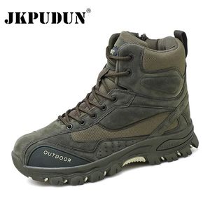 Tactical Military Combat Boots Mens Genuine Leather US Army Hunting Hiking Camping Mountain Winter Work Shoes Robot JKPUDUN 240507