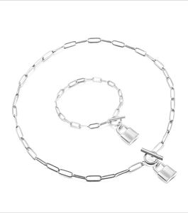 2021 couple bracelets key and lock women necklace stainless steel designer jewellery luxury mens gold bangle set i love you bracel1061230