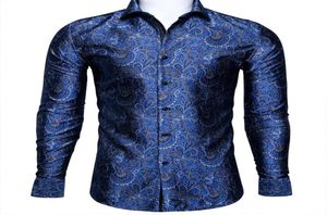 Men039s Elbise Gömlek Barrywang fahsion lüks mavi paisley ipek gömlek erkekler uzun kollu gündelik çiçek tasarımcı için gündelik çiçek bcy00324766761