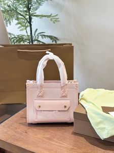 Розовый высококачественный холст кожаный нишевой сумочка мода на плечо сумку для поперечного кузова, маленькая 23*20
