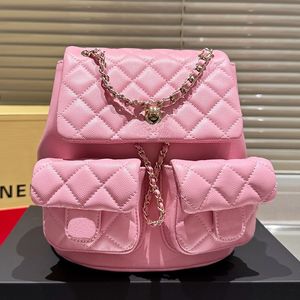 Designer bag Backpack luxury womans designers school bag fasion Shopping casual leather chain lattice bag Small Fragrant Rhombus Simple Texture Commuter