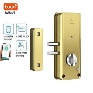 Invisible Door Lock Tuya Intelligent Wooden Door Lock Application IC Card Unlocking Electronic Lock Indoor Hidden Burglar Door Lock 240510