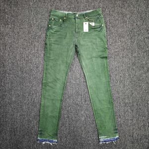 Lila Jeans Männer American High Street Green Fanfare Farbgezogene Gradient Low -Rise Skinny Luxury Jeans Drop 240518