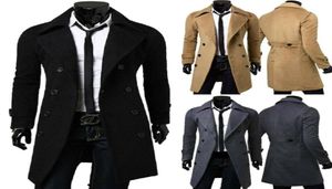 2020 England Style Men Wool Trench Coats Jacket Classic Slim Lapel Peacoat Mens Winter Double Breasted Long Coats Outerwear4196963