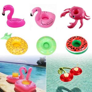Sand Play Water Fun Mini Inflatable Beverage Cup Holder Flamingo Beverage Holder Floating Pool Pool Swimming Toy Party Decoration Bar Coaster Q240517