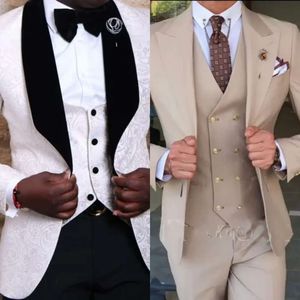 Khaki Wedding New Brand Dress Men Up Peak Barse Slimt Groom Lo smoking panoramica/abito darty abito da 3 pezzi giacca cravatta per pantaloni 0636 066