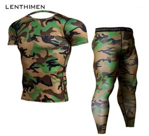 2018 CrossFit sätter komprimeringskjorta Men Army Green Camo 3D T -shirt MMA Rashguard Bodybuilding Leggings Fitness Tshirts joggers18934719
