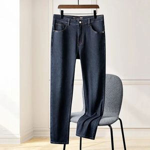 Browon Brand Men Dżinsy jeansowe Business swobodny kolor na ubrania wełna zimowa grube ciepłe regularne spodnie dżinsowe 240513