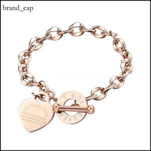 tiffanyjewelry bracelet Designer Bracelet Tiffanyjewelry Gold Link Chain Fashion Lover Heart Pendant Link Bracelets Rose Gold Color Stainless Steel Bracelet 4ec