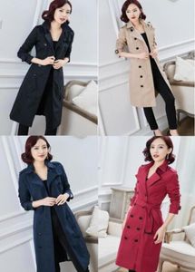 Classic Women Fashion England Trench Coathigh Quality Gross Cotton, além de estilo longo de estilos de estilo Slim Fit, design de marca Coats2379944