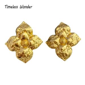 Stud Timeless Wonder Fancy Brass XL Flower Clip Earrings Lämpliga för kvinnliga designers smycken Luxury Brand Runway Gift Top Stor Q0517