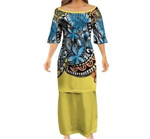 MOQ1 Fashion Women Club bodycon klänningar samoan puletasi polynesiska traditionella tribal unik designklänning 2 bit set 2207064774857